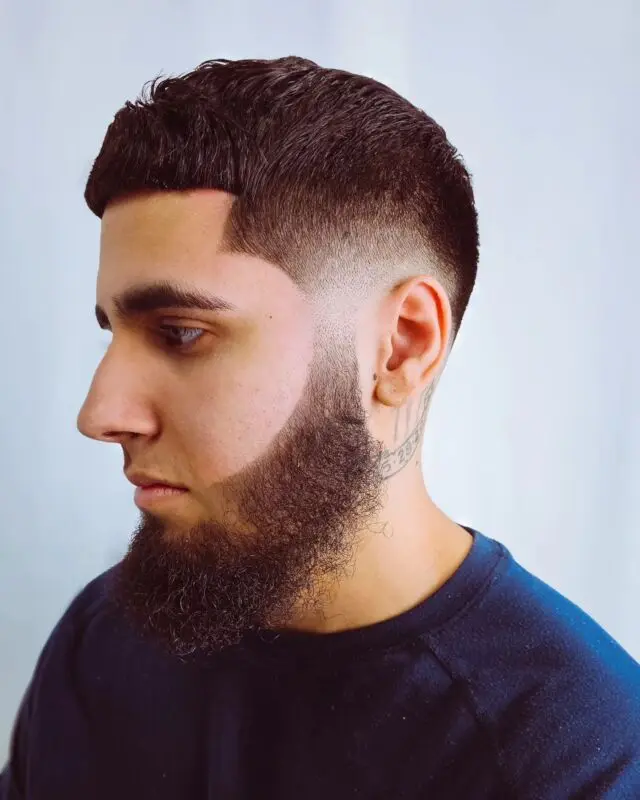 Cropped cut with a full, shaped beard