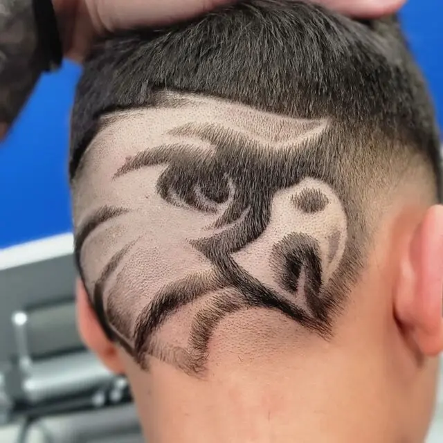Freehand eagle design cut into a fade