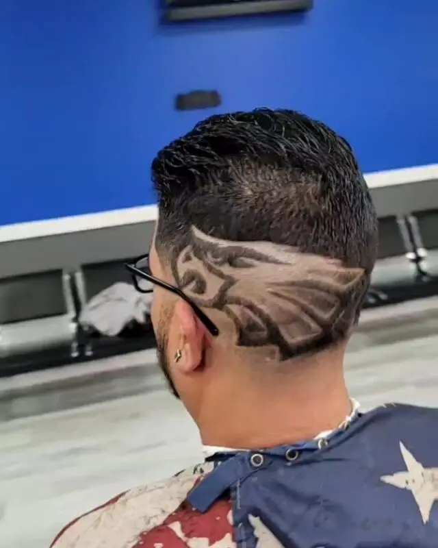 Eagle design on the back of a fade